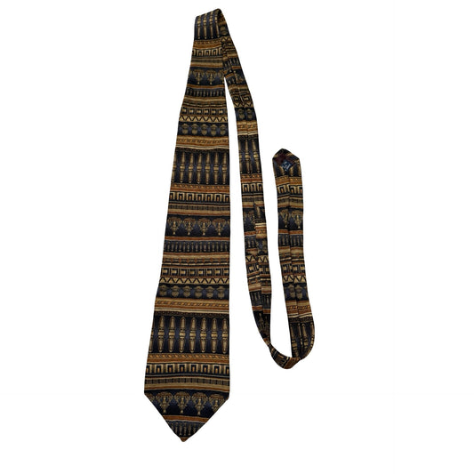 Basic Elements Vintage 1990s Architectural Column Urn Geometric Rayon Necktie USA