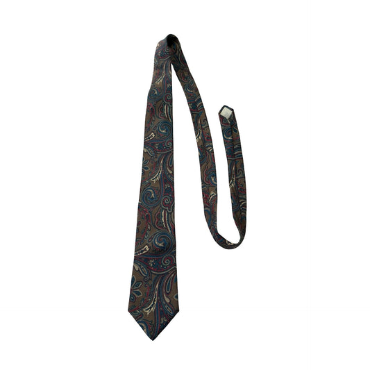 Etienne Aigner Paisley Necktie Vintage Brown Teal Burgundy Men's Tie 57x3