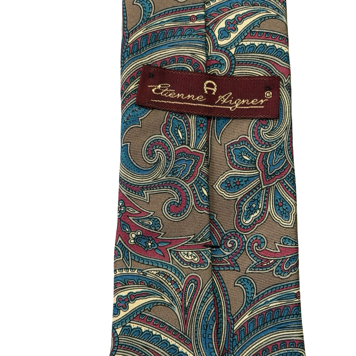 Etienne Aigner Paisley Necktie Vintage Brown Teal Burgundy Men's Tie 57x3