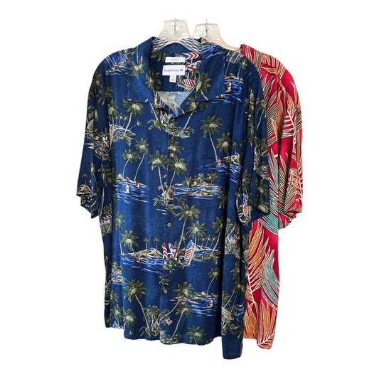 Lot of 2 Saddlebred Men’s XXL Hawaiian Shirts – 100% Rayon – Classic Fit – Tropical Prints – 2010s