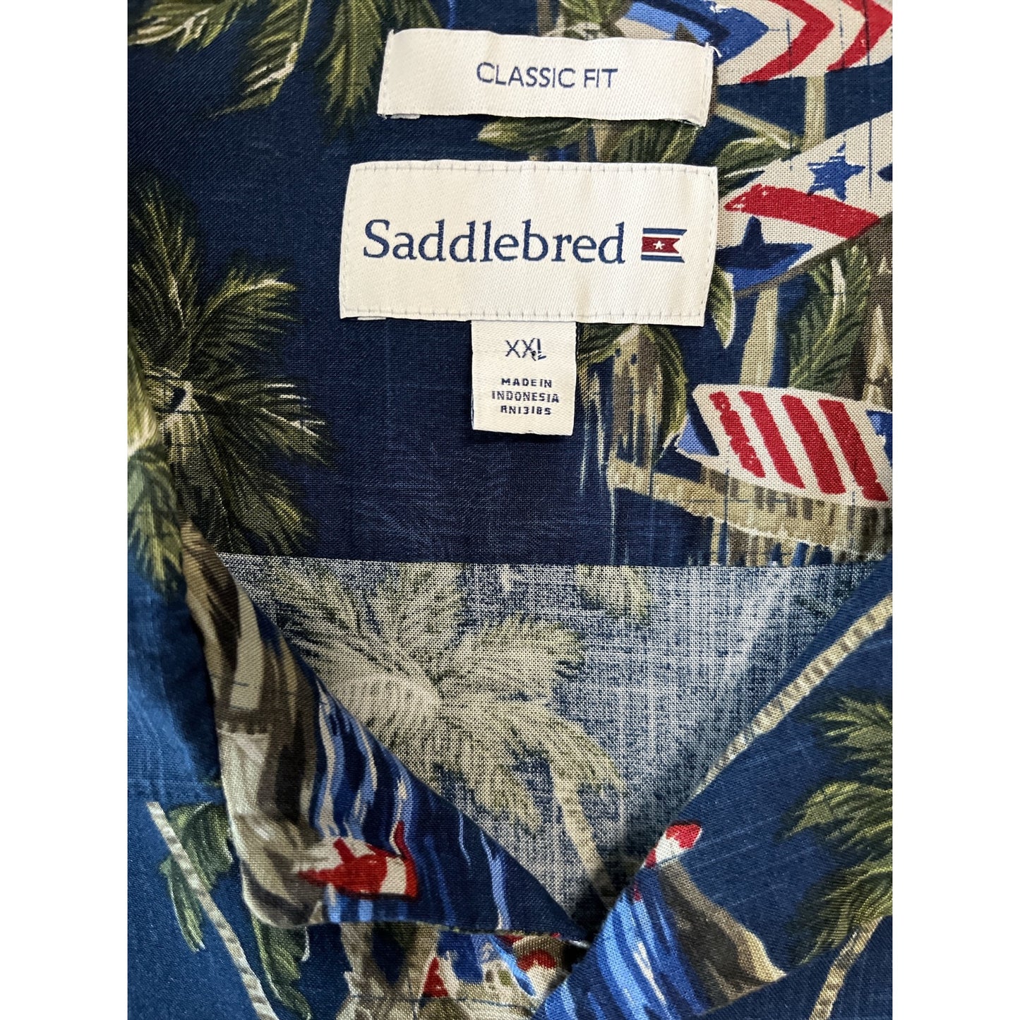 Lot of 2 Saddlebred Men’s XXL Hawaiian Shirts – 100% Rayon – Classic Fit – Tropical Prints – 2010s
