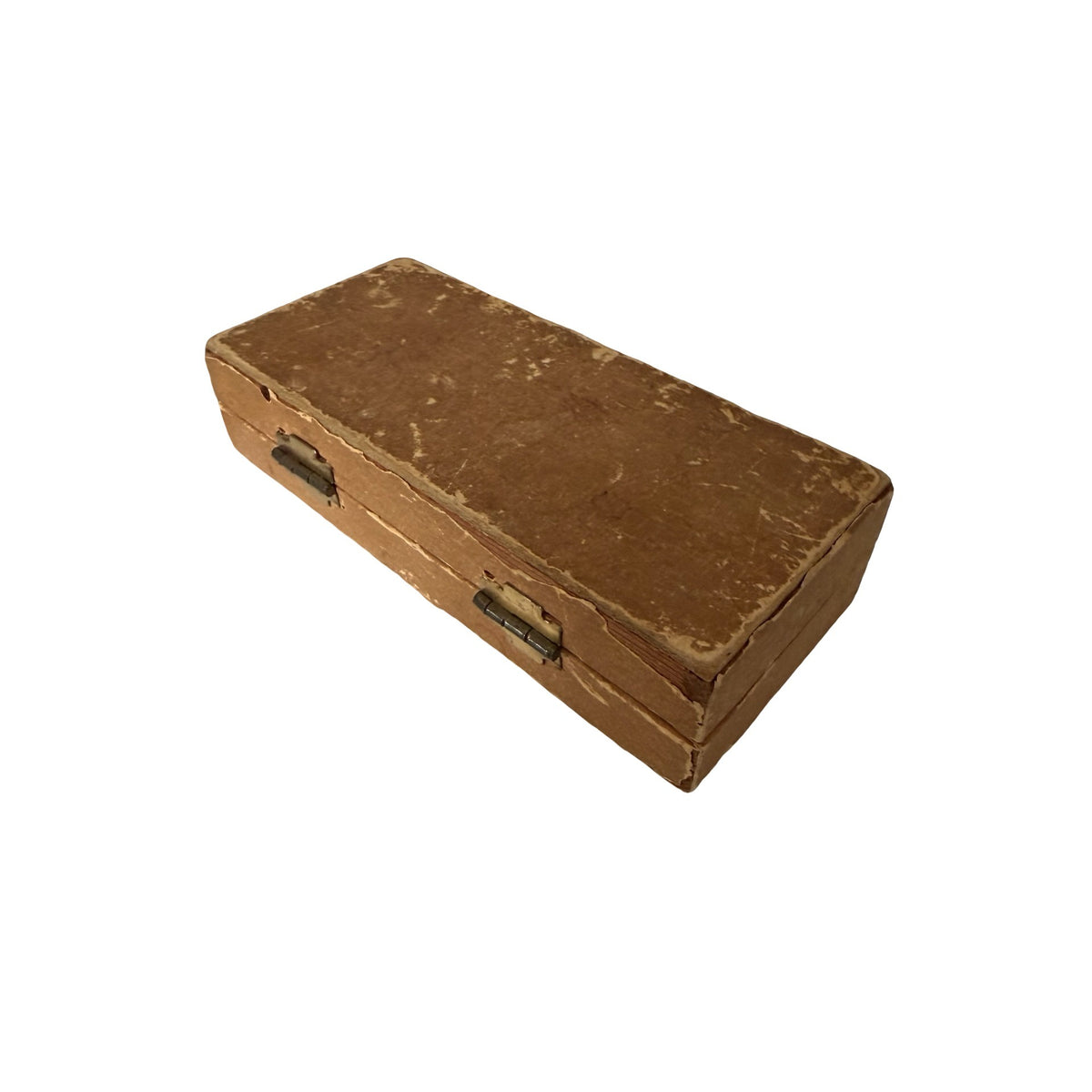 Vintage Brown Paperboard Hinged Storage Presentation Box 5.5 Inch