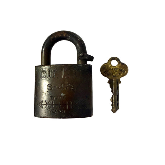 Vintage Corbin S-472 Brass Railroad Switch Lock With Original Key Industrial Padlock