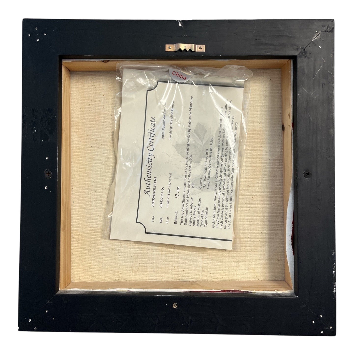 Fabrice de Villeneuve Anémones de Jardin Limited Edition Giclée Canvas Framed Floral Wall Art