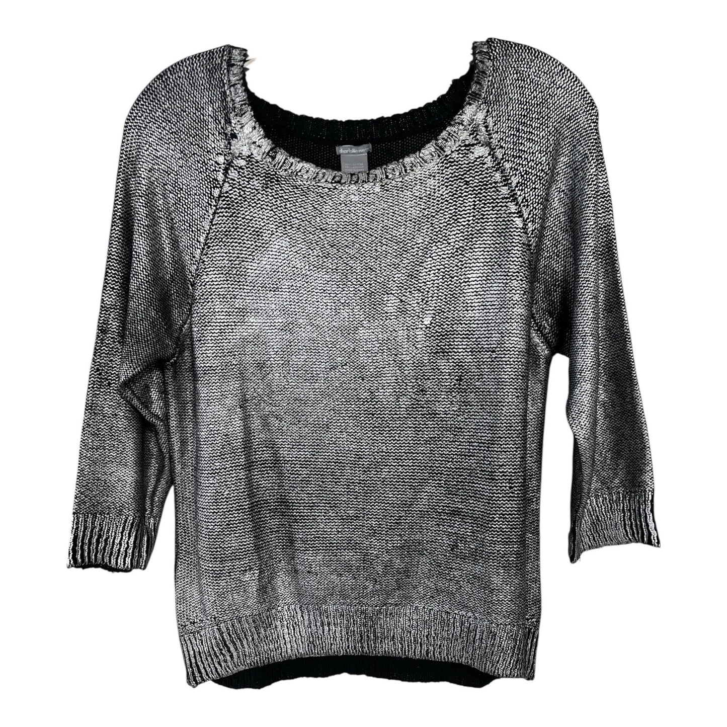Charlotte Russe Women’s Metallic Knit Sweater XL – Silver Black – Early 2000s
