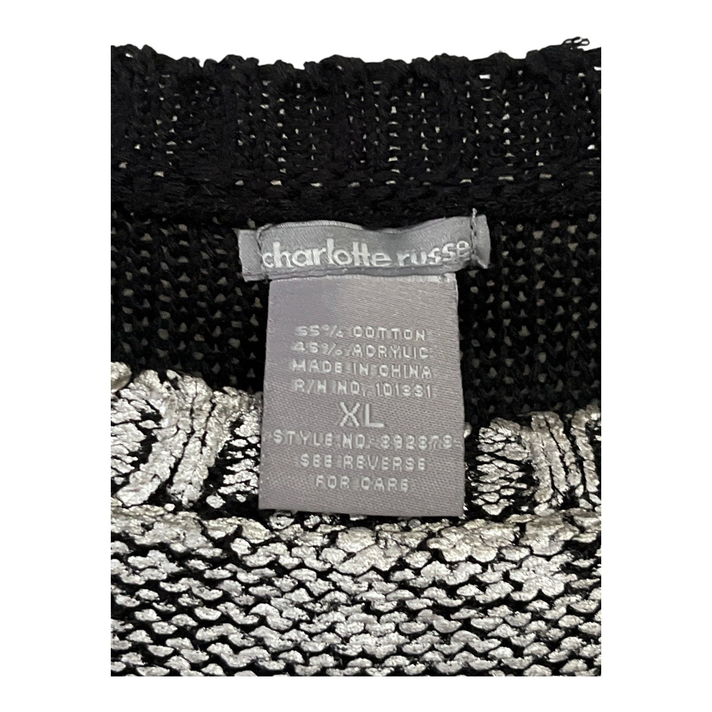 Charlotte Russe Women’s Metallic Knit Sweater XL – Silver Black – Early 2000s