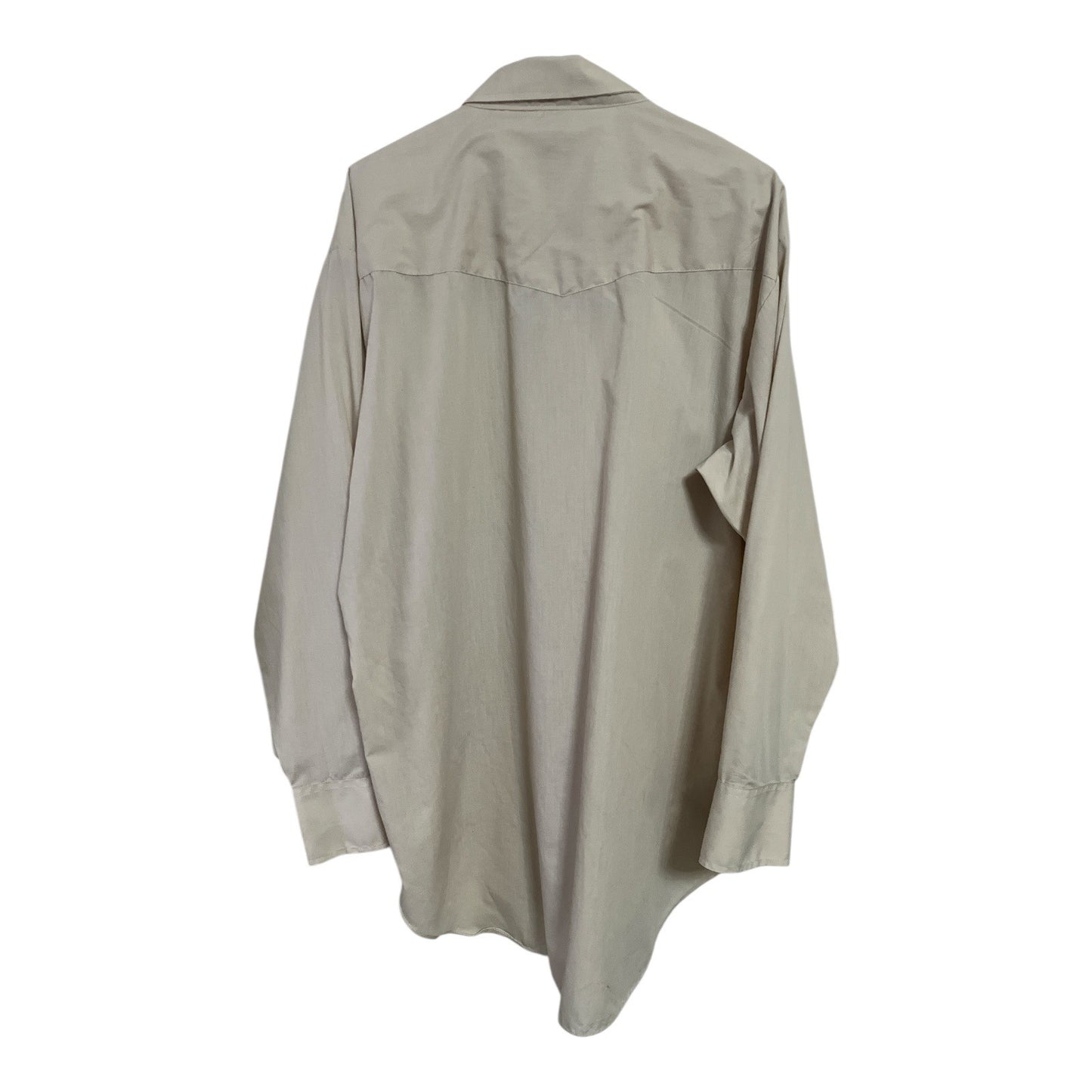 Vintage Ely Cattleman Tall Man Western Shirt Beige Pearl Snap 29x36