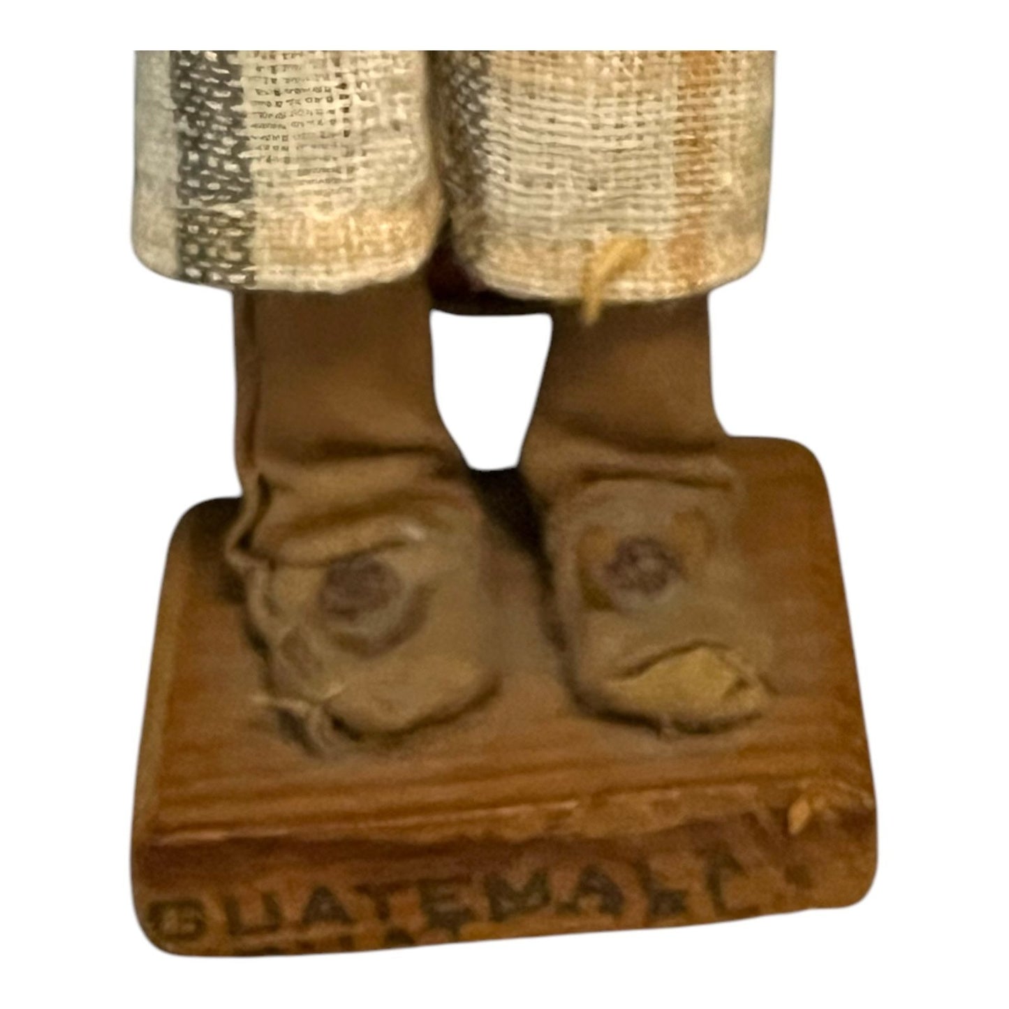 Vintage Handcrafted Guatemala Folk Art Doll Pair – Man & Woman – Woven Textiles, Wood Bases