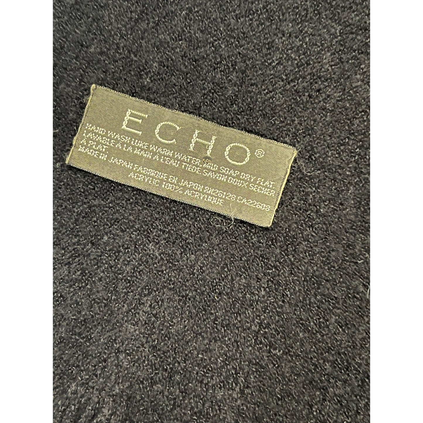 Echo Black Fringe Scarf 60” Long Soft Acrylic Blend Classic Winter Wrap
