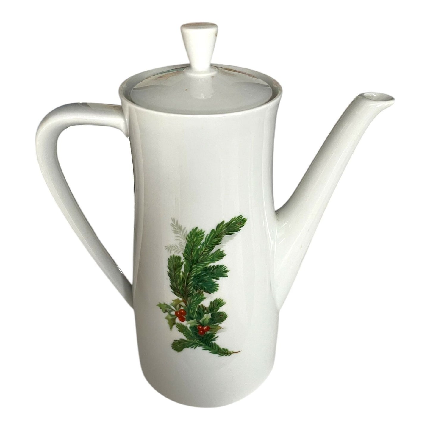 Seltmann Weiden Bavaria “Doris” Coffee Pot – Evergreen & Holly Pattern – West Germany Porcelain