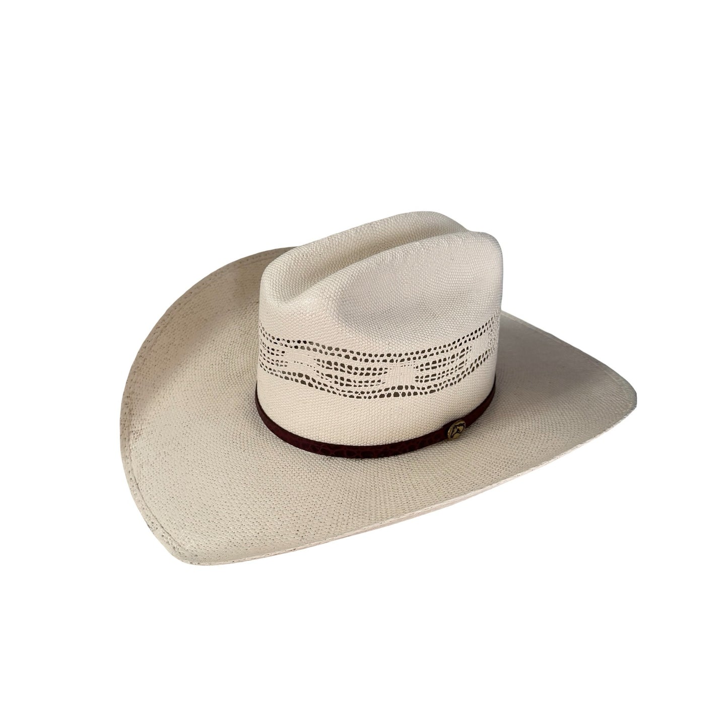 Turner Hat Company Bangora Straw Cowboy Hat Size 6 7/8 Small White Western Hat Ventilated Crown