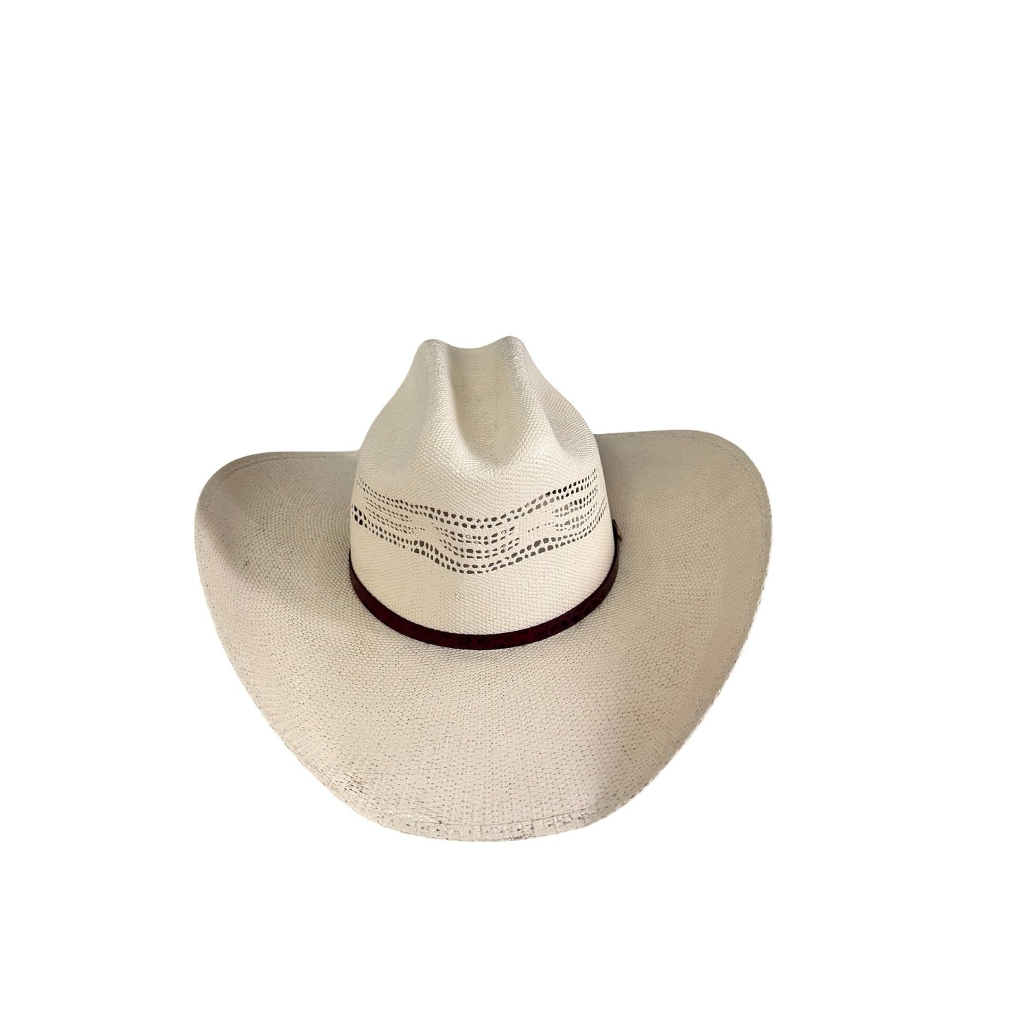 Turner Hat Company Bangora Straw Cowboy Hat Size 6 7/8 Small White Western Hat Ventilated Crown