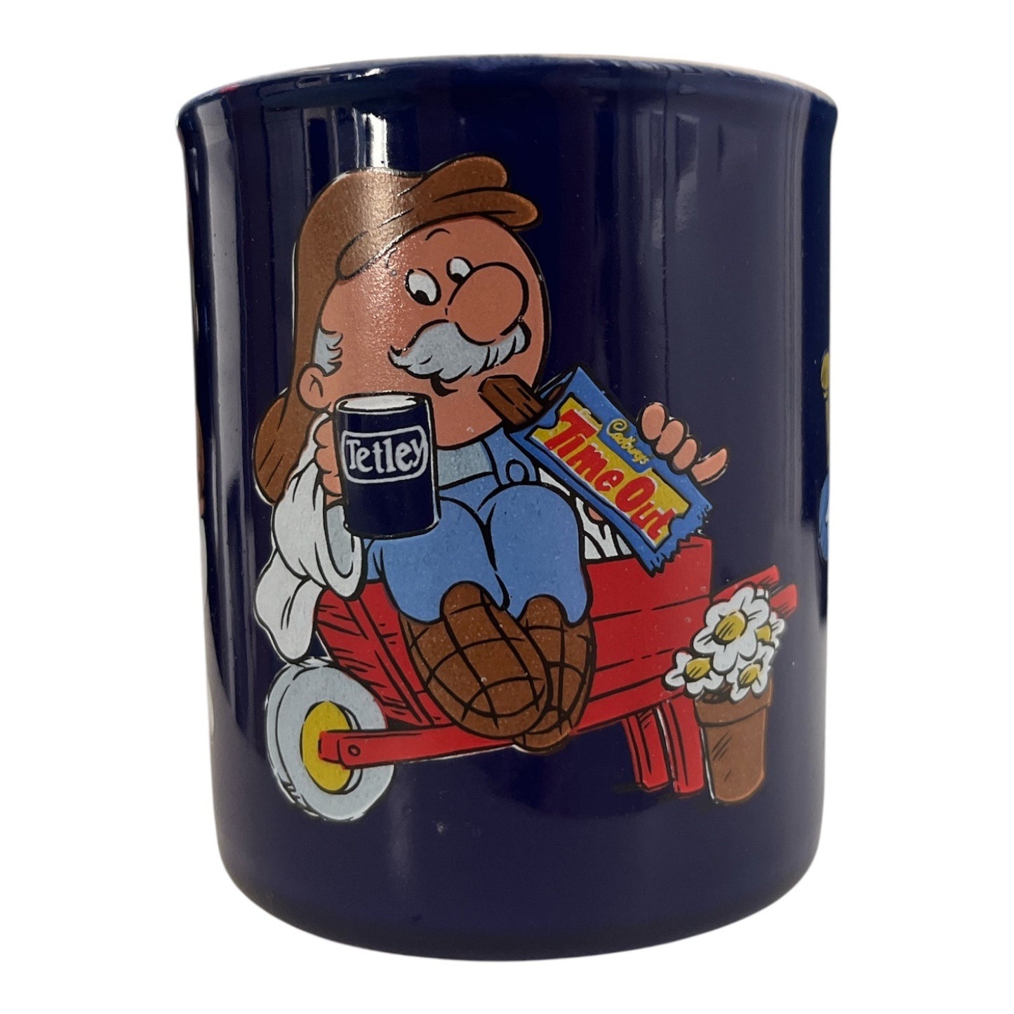Vintage Tetley Tea Cadbury's Time Out Character Mug Blue Advertising Cup