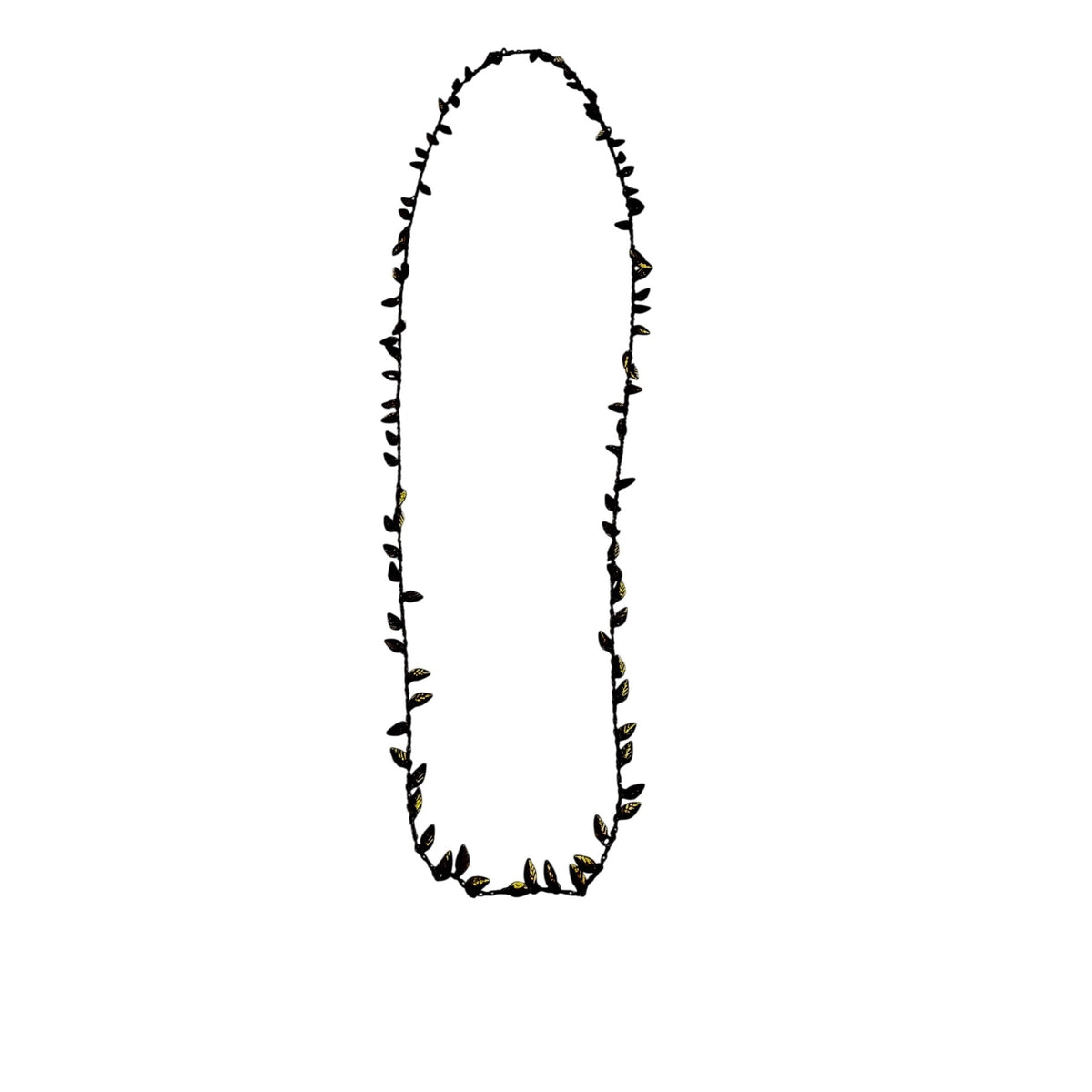 Vintage Gold Tone Leaf Vine Necklace Long Botanical Station Chain 28 Inch