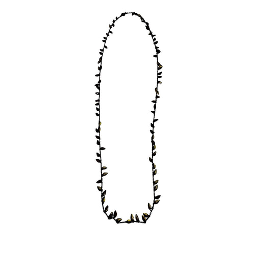 Vintage Gold Tone Leaf Vine Necklace Long Botanical Station Chain 28 Inch
