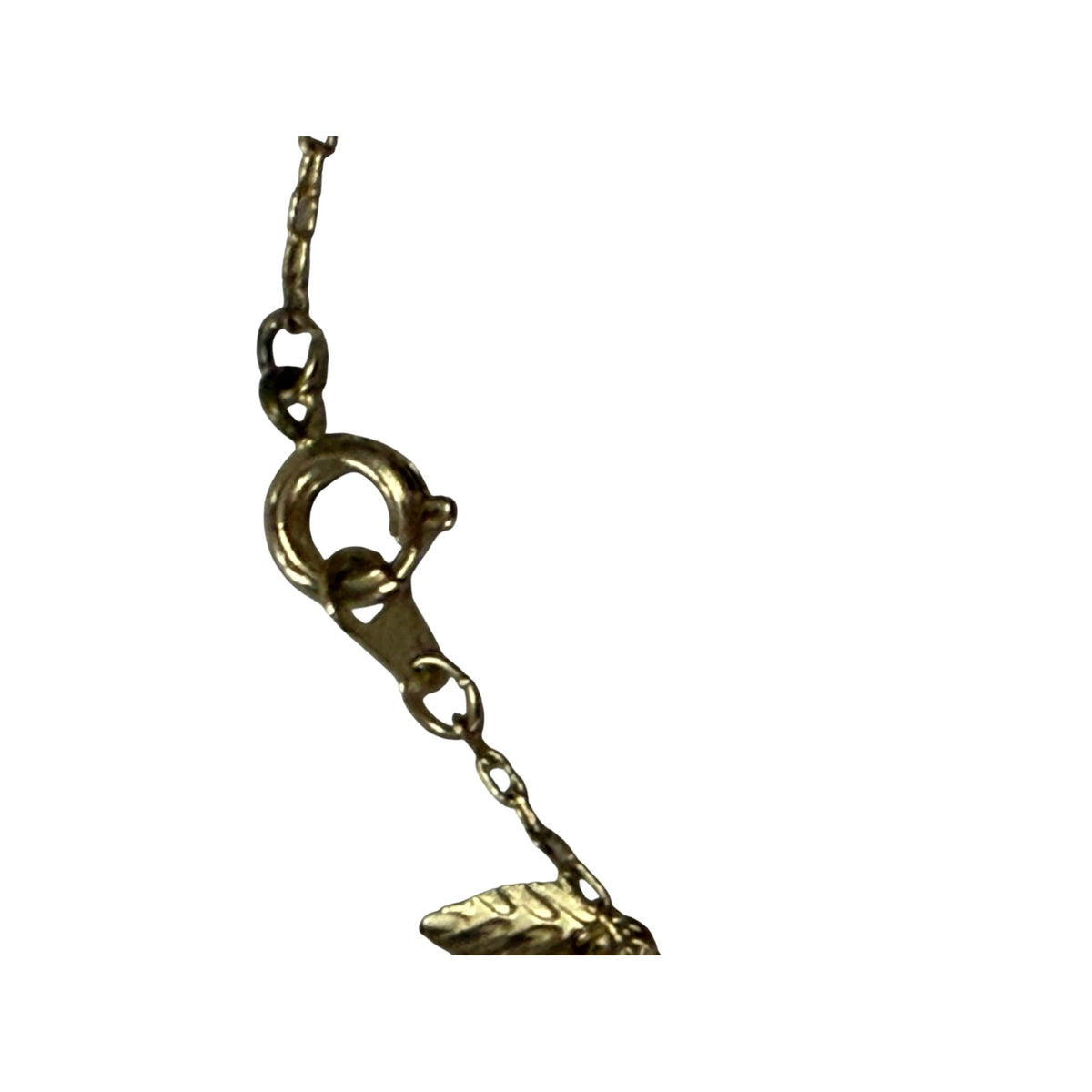 Vintage Gold Tone Leaf Vine Necklace Long Botanical Station Chain 28 Inch
