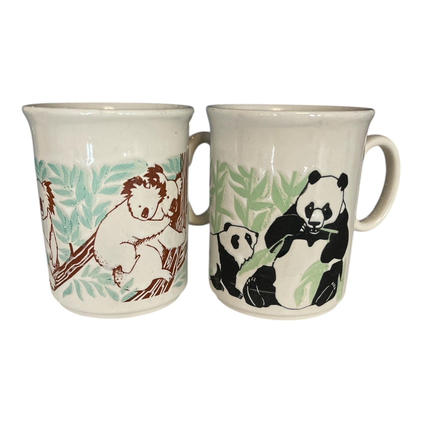 Set of 2 GT England Ceramic Mugs – Panda & Koala Bear Design – 80s-90s Made in England