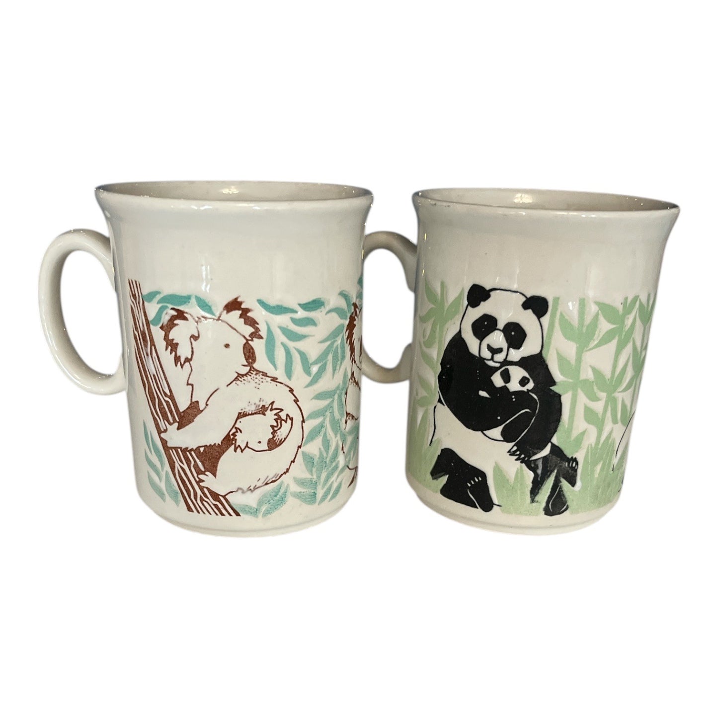 Set of 2 GT England Ceramic Mugs – Panda & Koala Bear Design – 80s-90s Made in England