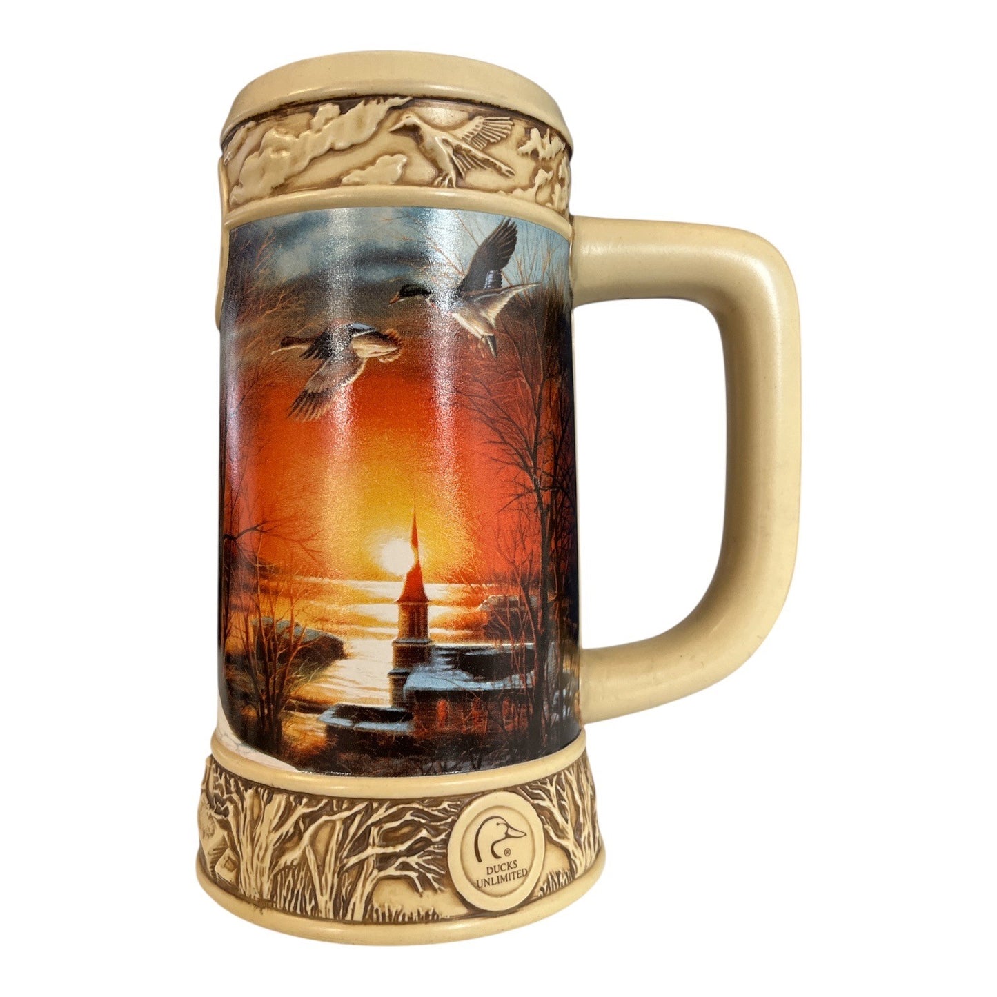 1996 Miller Ducks Unlimited Terry Redlin Stein The Sharing Season Second in Series Vintage 7 Inch Tankard