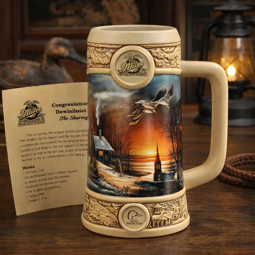 1996 Miller Ducks Unlimited Terry Redlin Stein The Sharing Season Second in Series Vintage 7 Inch Tankard