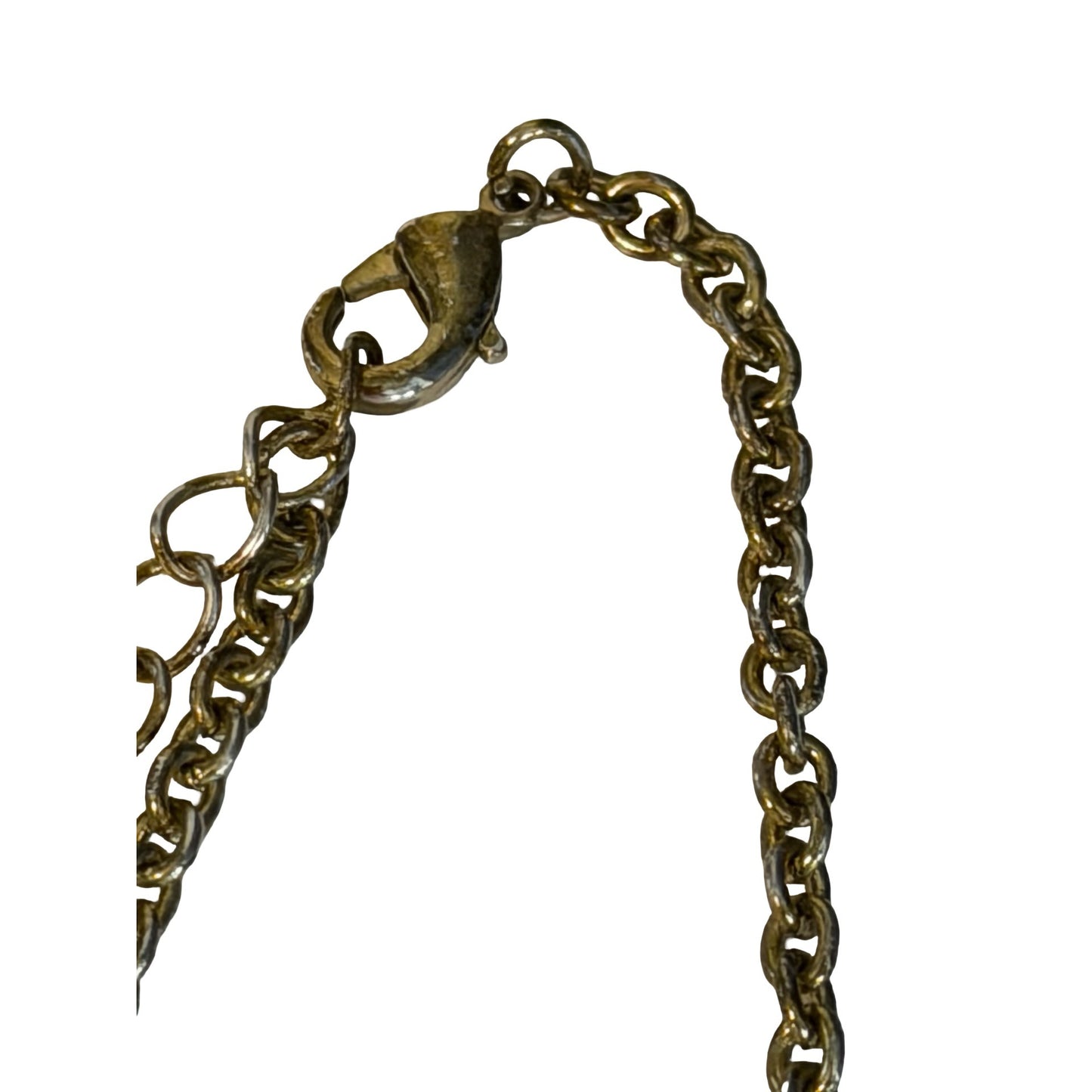 Vintage Hammered Gold Tone Open Oval Link Statement Necklace 34 Inch