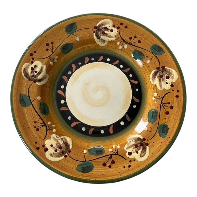 Corsica Home Brigette Handcrafted Dinner Plate 11" Floral Rustic Crackle Glaze