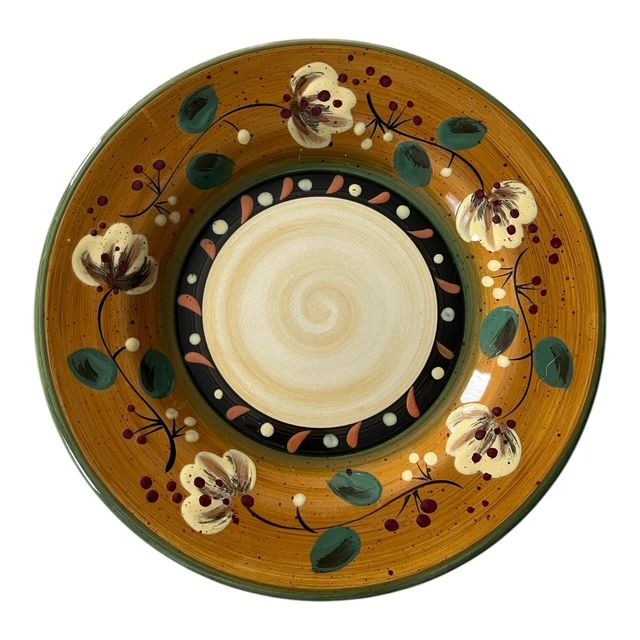 Corsica Home Brigette Handcrafted Dinner Plate 11" Floral Rustic Crackle Glaze