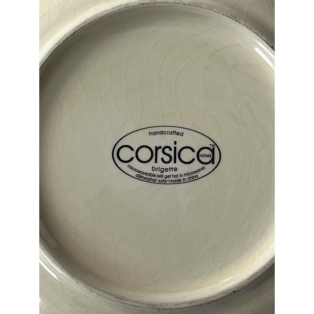 Corsica Home Brigette Handcrafted Dinner Plate 11" Floral Rustic Crackle Glaze