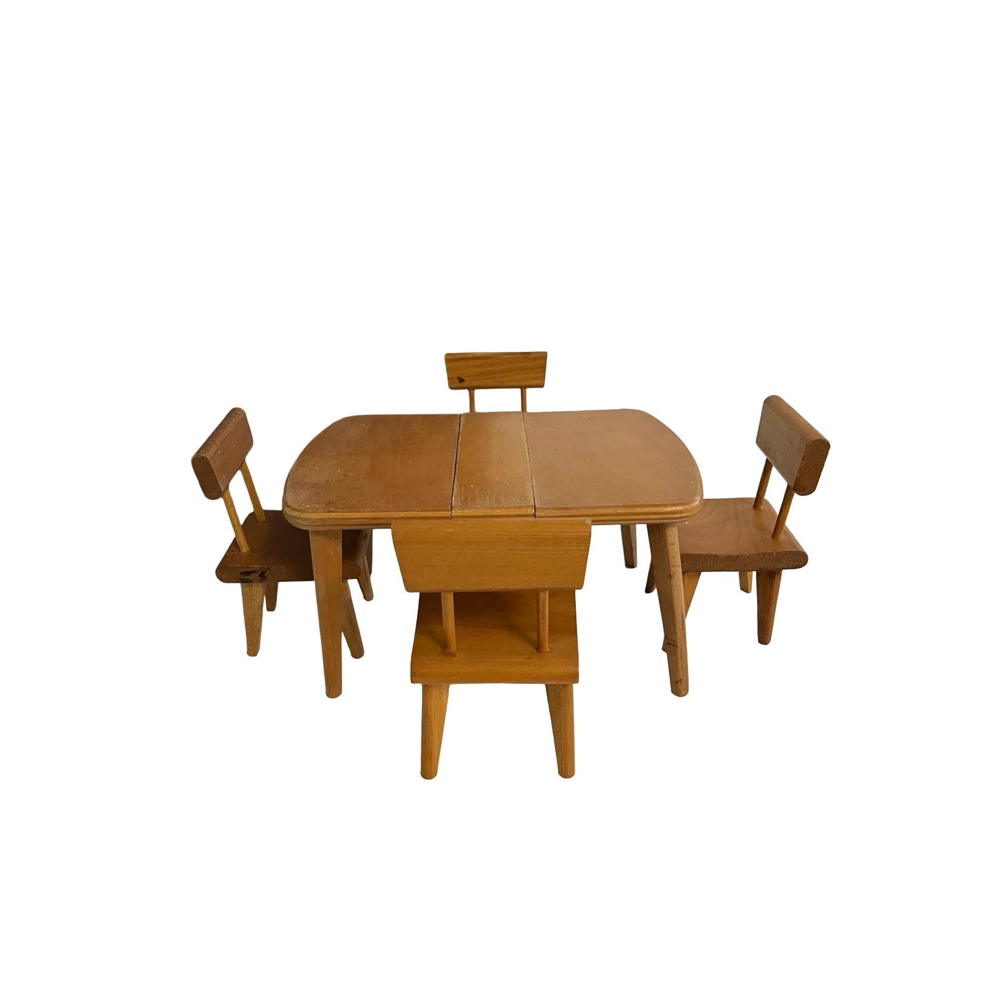 Vintage Strombecker Miniature Dining Set Large Scale Wood Table 4 Chairs Mid Century Modern Furniture
