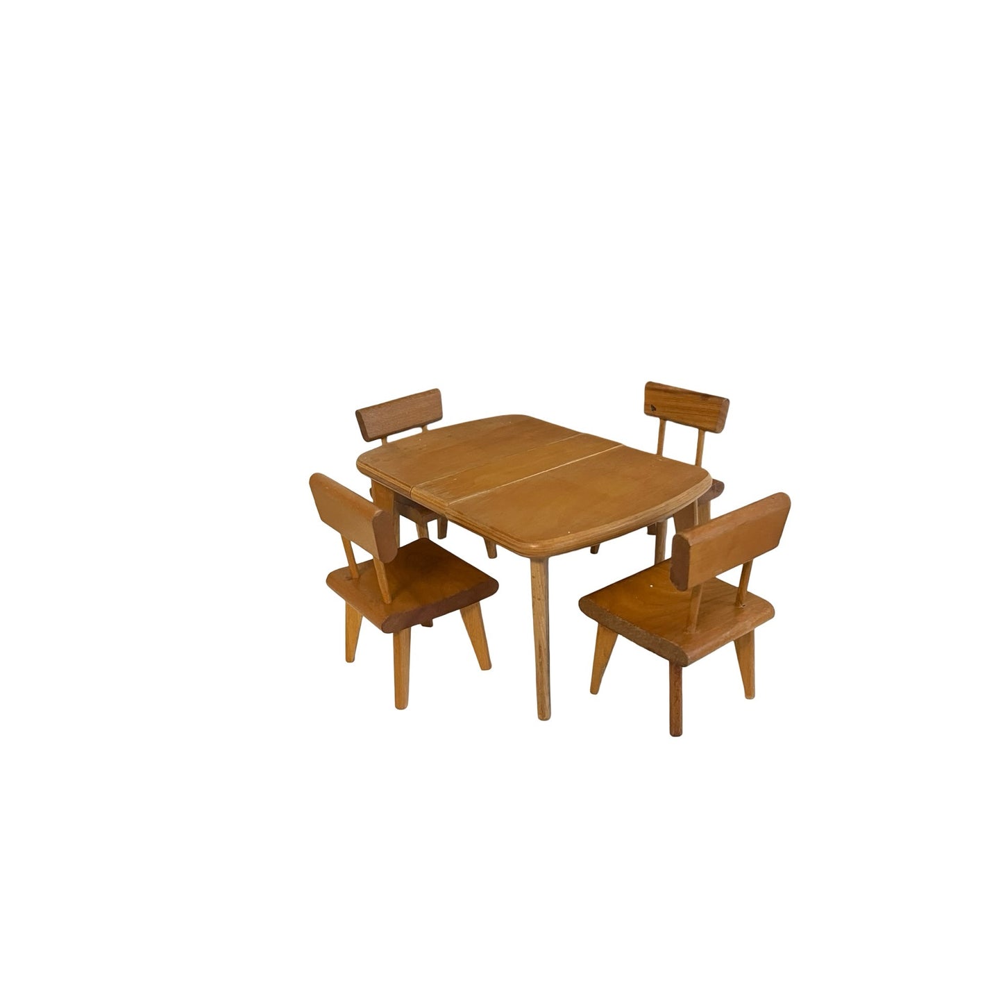 Vintage Strombecker Miniature Dining Set Large Scale Wood Table 4 Chairs Mid Century Modern Furniture