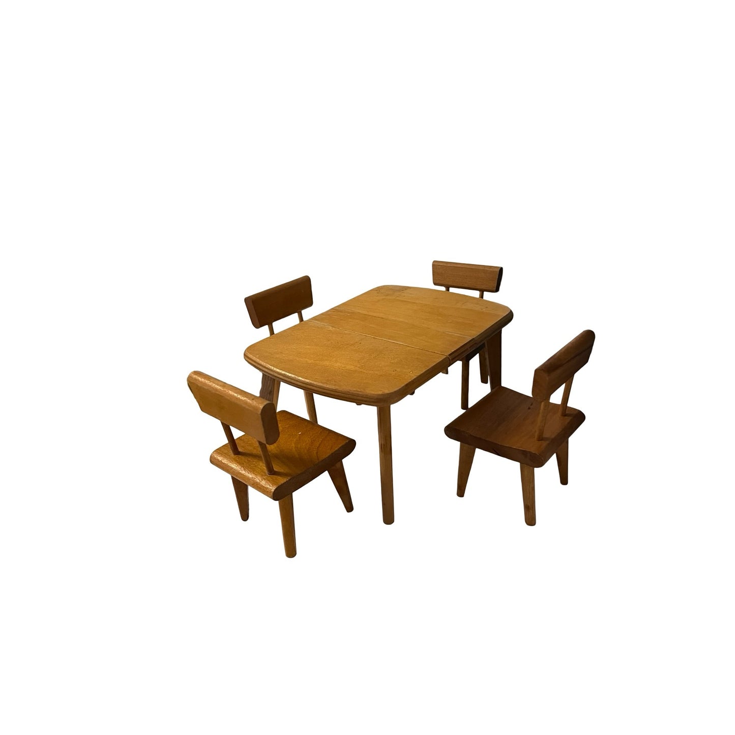 Vintage Strombecker Miniature Dining Set Large Scale Wood Table 4 Chairs Mid Century Modern Furniture