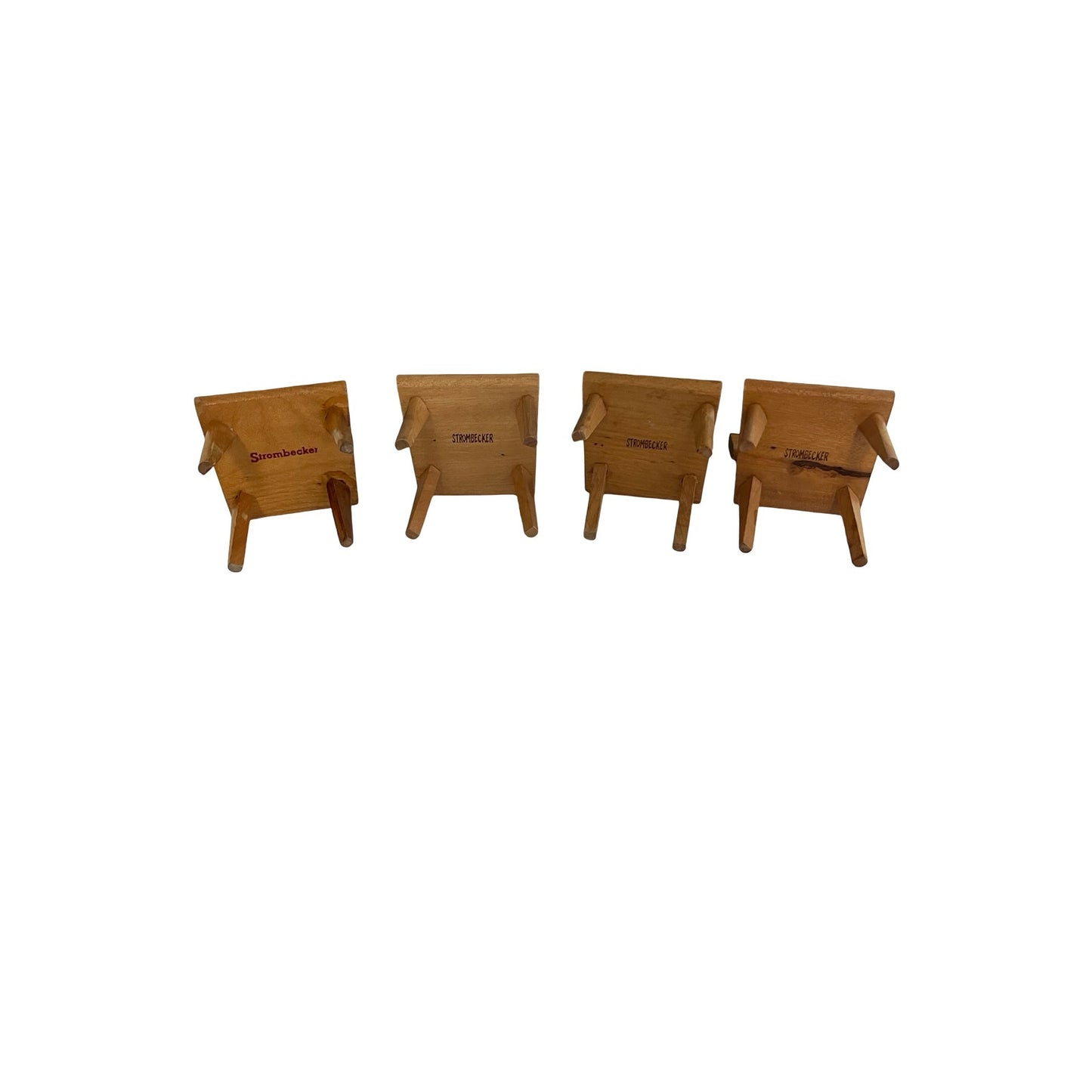 Vintage Strombecker Miniature Dining Set Large Scale Wood Table 4 Chairs Mid Century Modern Furniture