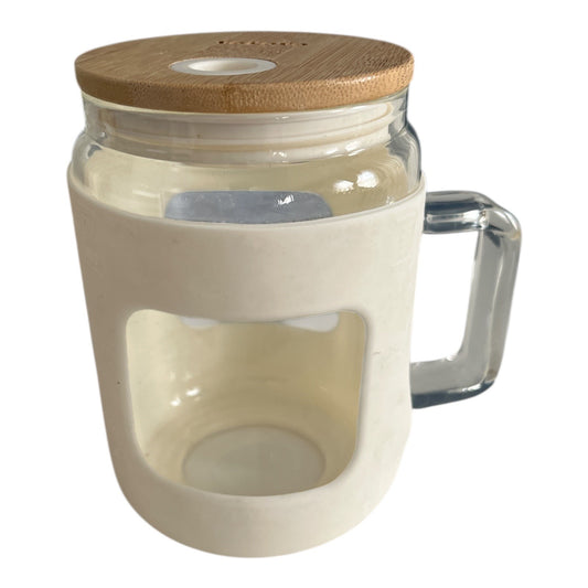Vekovo Glass Mug with Bamboo Lid and Silicone Sleeve – Clear BPA-Free 6x4