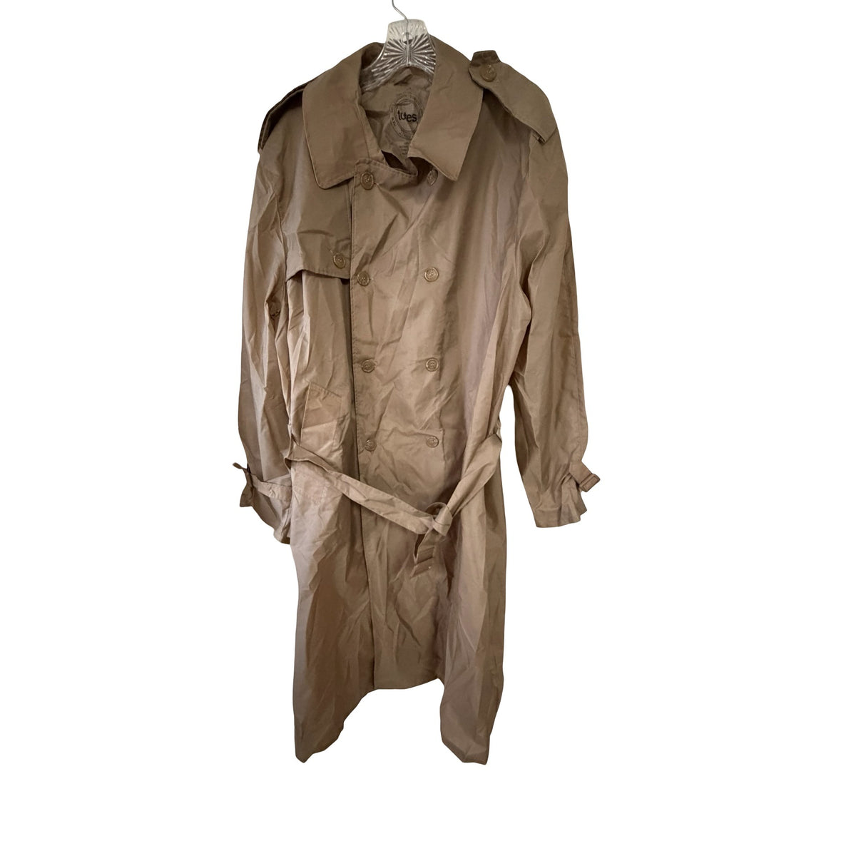 Vintage Totes Beige Packable Double Breasted Trench Raincoat Large Nylon