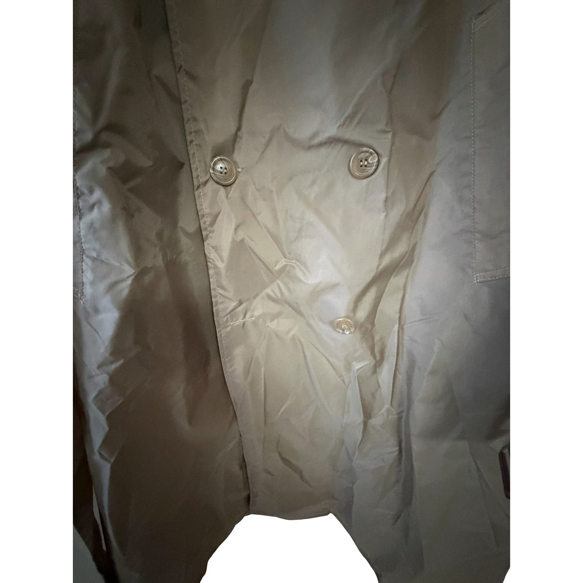 Vintage Totes Beige Packable Double Breasted Trench Raincoat Large Nylon