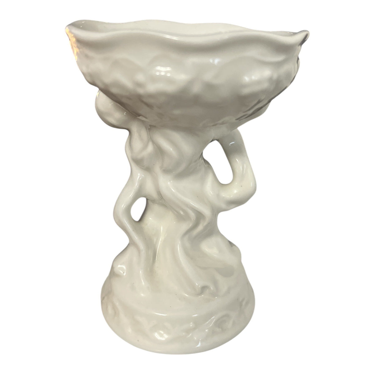 Vintage Made in England White Ceramic Cherub Child Pedestal Compote Bowl 5.5 Inch