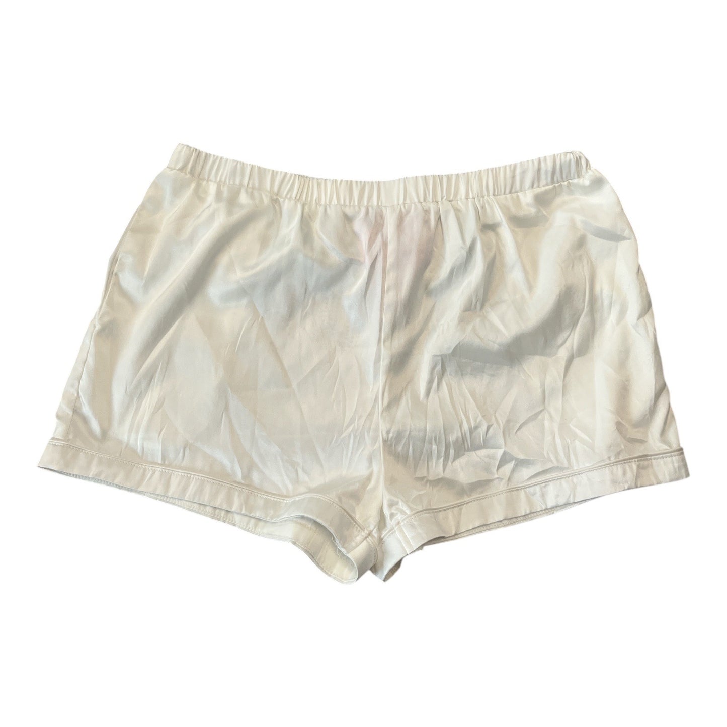 Juicy Couture X Forever 21 White Satin Pajama Set Button-Up Shirt & Shorts