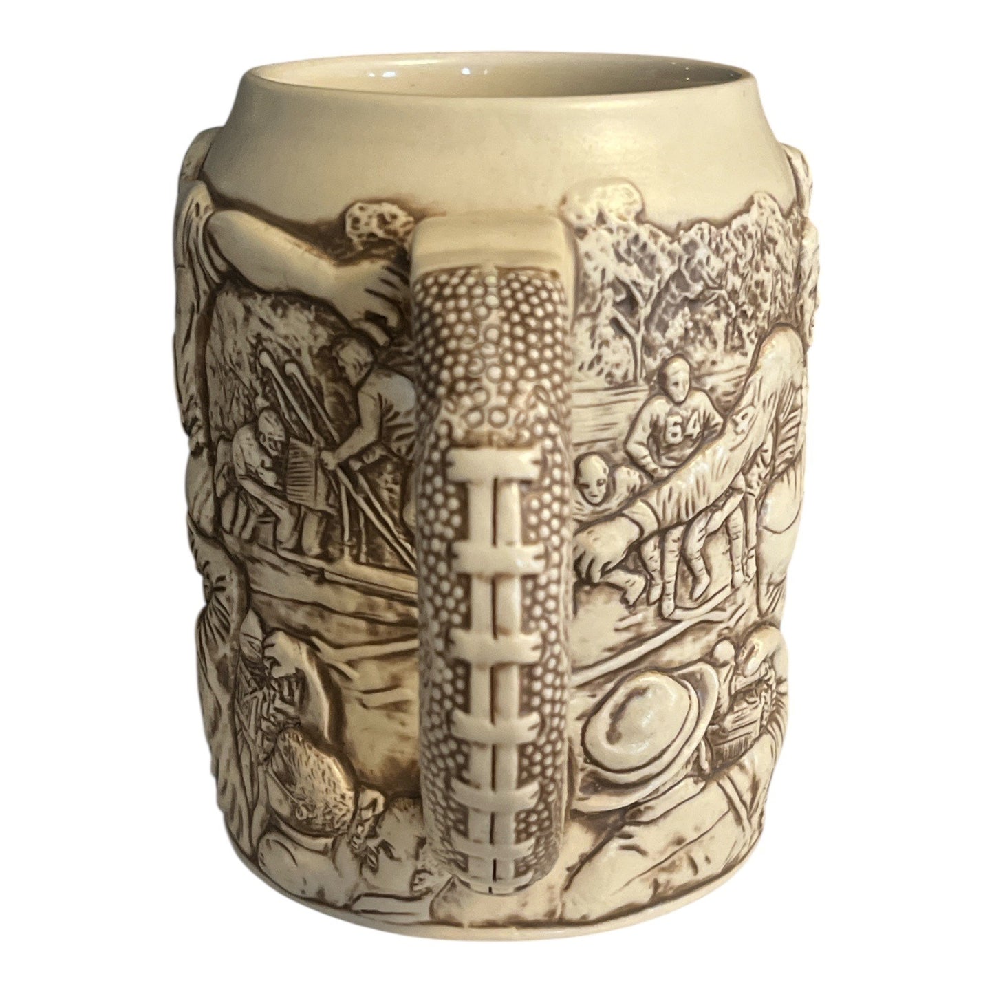 Vintage NFL Ceramic Mug with Embossed Football Scene – Officially Licensed – 5.5 x 4 in