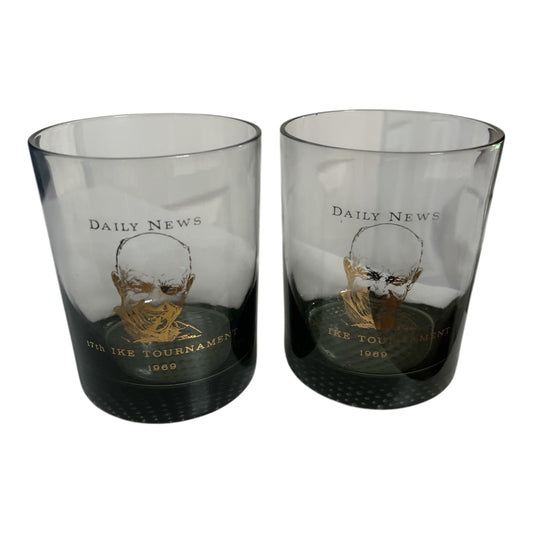 Vintage Daily News 17th Ike Tournament 1969 Glasses Set of 2