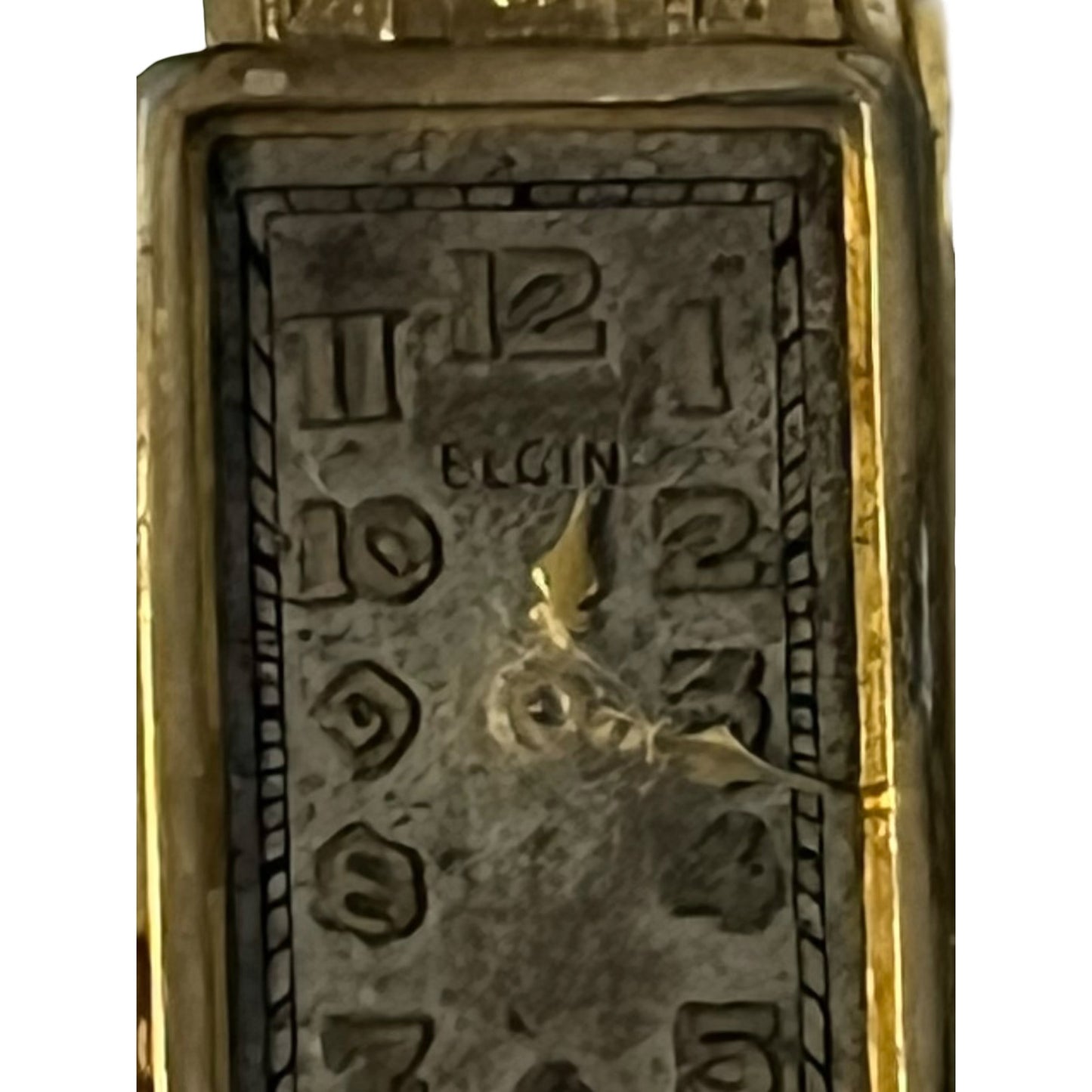 Vintage Elgin Art Deco Wristwatch Gold Filled Rectangular Case 1.25 Inch Untested