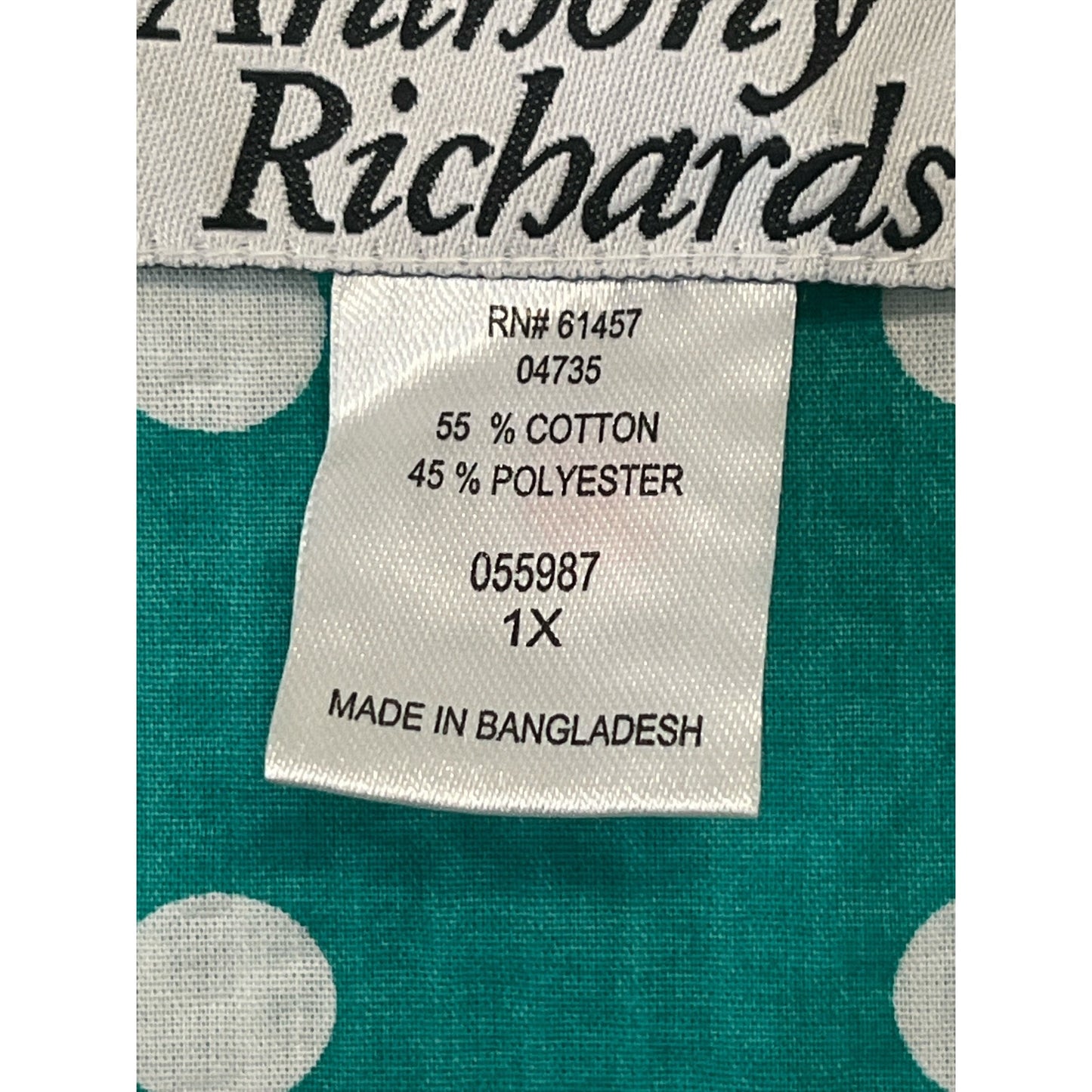 Vintage Anthony Richards Polka Dot House Dress 1X Embroidered Bee Cotton Blend