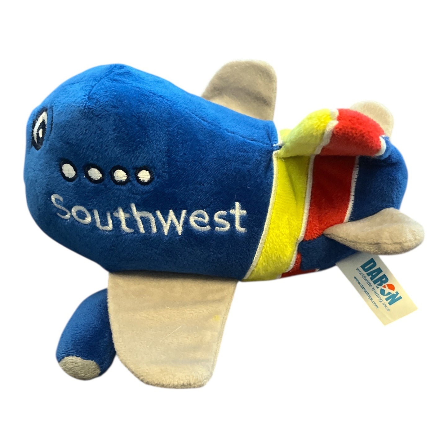 Southwest Airlines Plush Airplane Toy – 9” Daron Jet with Smile Face – Official Colors & Logo 2010s