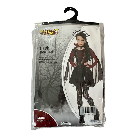 Spirit Halloween Dark Beauty Costume – Child Size L (12–14) – Gothic Vampire Dress Set with Accessories