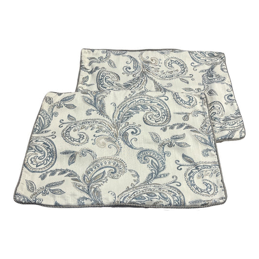 Waterford Fine Linens Pair of Paisley Pillow Shams Blue Silver 20x26 Early 2000s