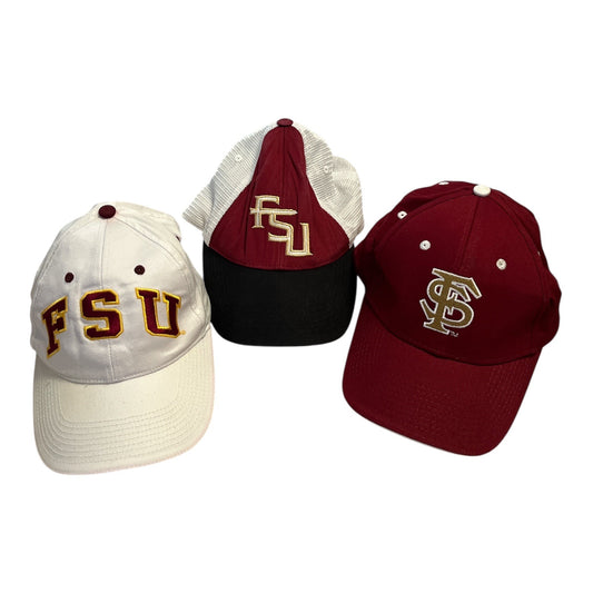Vintage Florida State University Hat Lot – Set of 3 FSU Seminoles Baseball Caps – Adjustable – NCAA Collegiate Gear