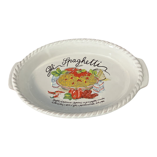 Vintage CL Made in Italy Ceramic Spaghetti Dish – “Gli Spaghetti” Recipe