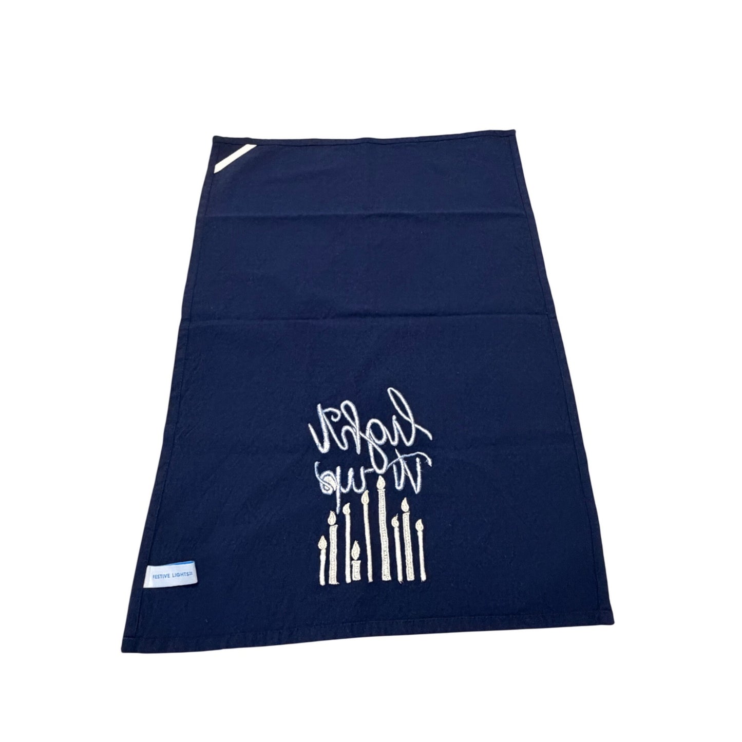 Hanukkah Kitchen Towel Set Light It Up Menorah Placemat Festive Lights Cotton Judaica