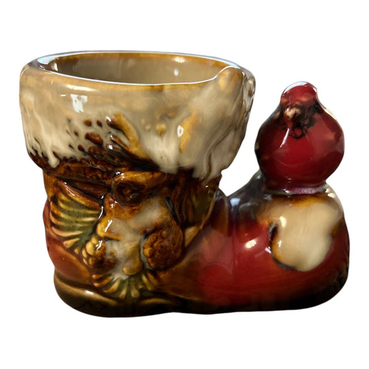 Kirkland's Cardinal on Santa Claus Boot Tealight Holder – Rustic Festive Decor