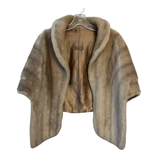 Vintage Mid-Century Fur Stole – Printed Satin Lining – Blonde Wrap Cape (Coarse Texture, Possibly Real Fur)