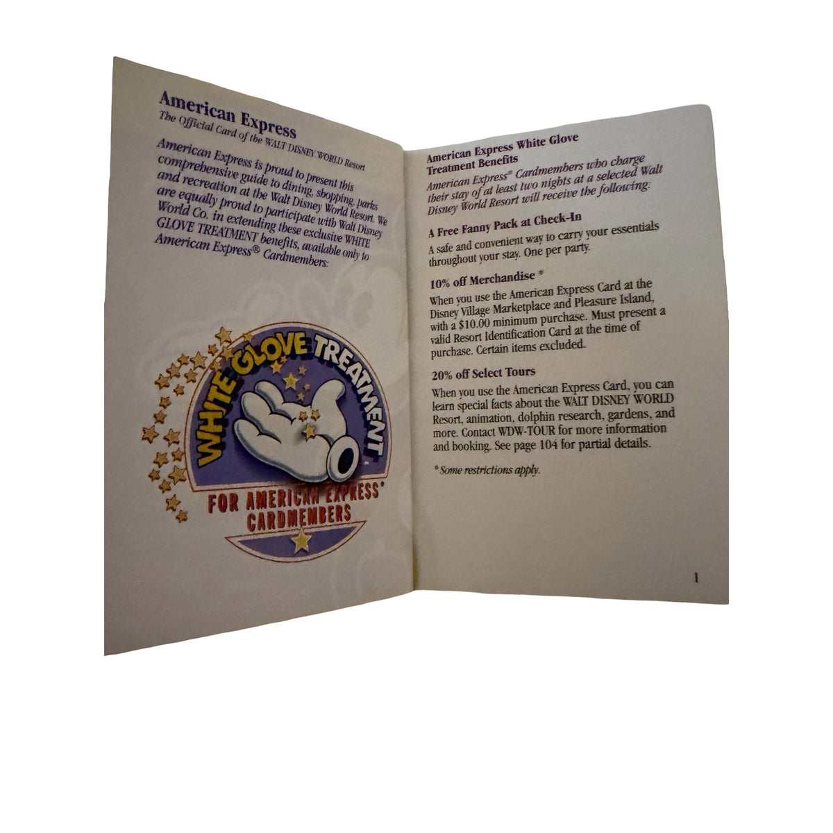 Vintage 1990s Walt Disney World Guidebook Mickey Mouse American Express 124 Pages